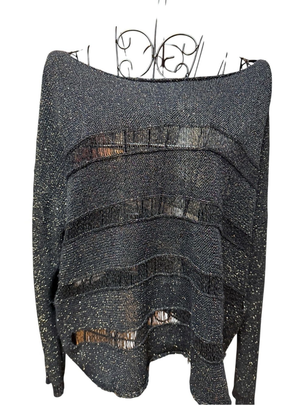 Rock & Republic Black Gold Sparkle Knit Top S/M
